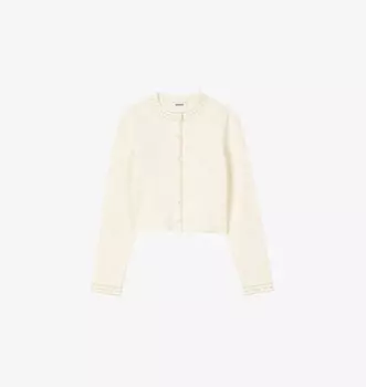 Укороченный вязаный кардиган с бисером Sandro, цвет naturels