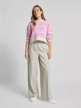 Укороченный вязаный свитер с круглым вырезом, модель «Лотти» LOLLYS LAUNDRY, розовый