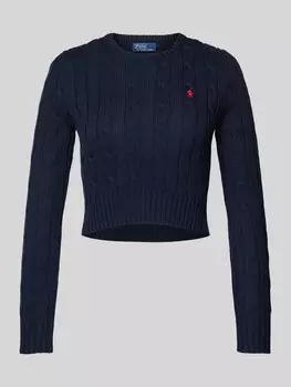 Укороченный вязаный свитер с ребристыми манжетами Polo Ralph Lauren