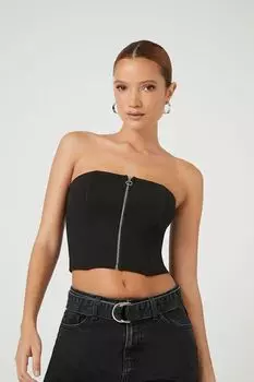 Укороченный вязаный топ без рукавов из понте Forever 21, черный