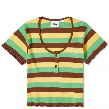 Укороченный вязаный топ Obey Hanna в рубчик, мультиколор