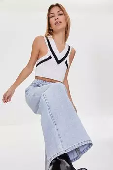 Укороченный вязаный топ-свитер Forever 21, белый