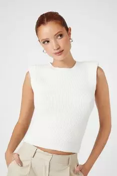 Укороченный вязаный топ-свитер Forever 21, белый