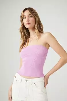 Укороченный вязаный топ-свитер Forever 21, розовый