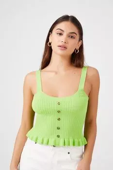 Укороченный вязаный топ-свитер Forever 21, зеленый