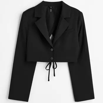 Укороченный жакет H&amp;M Tie-detail, черный