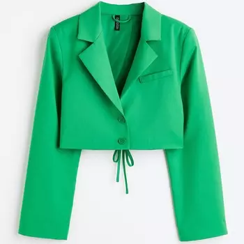 Укороченный жакет H&amp;M Tie-detail, зеленый