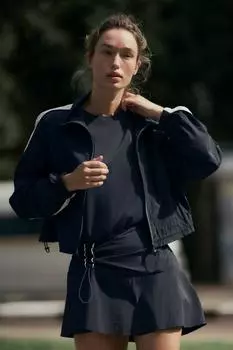 Укороченный жакет с боковыми полосками ZARA, цвет Blue/White