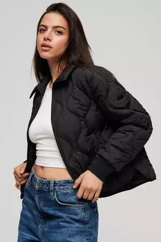 Укороченный жакет-студия с контрастной отделкой Superdry, черный