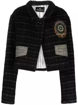 Укороченный жакет в клетку ETRO, черный