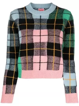 Укороченный жаккардовый джемпер Kenzo, черный