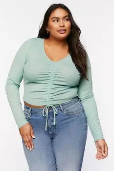Укороченный жаккардовый топ больших размеров на кулиске Forever 21, синий