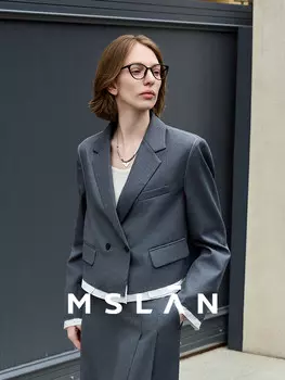 Укороченный женский пиджак Mslan для поездок на работу, серый