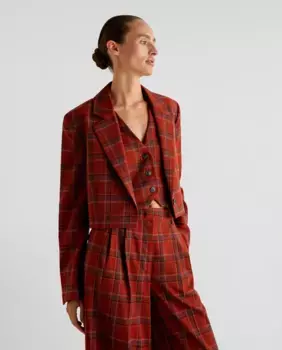 Укороченный женский пиджак с застежкой на пуговицы Scalpers, коричневый