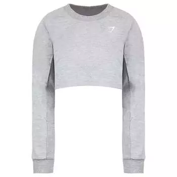 Укороченный женский серый меланжевый свитер Gymshark, серый