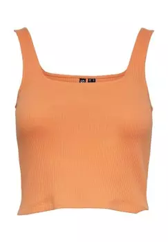 Укороченный женский топ с квадратным вырезом PIECES, цвет 177983 Tangerine