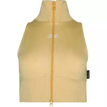 Укороченный жилет-интерлок Courrges «Пыльца», светло-песочный