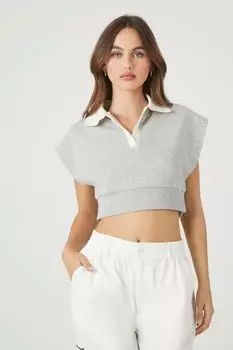 Укороченный жилет из френч терри Forever 21, серый