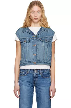 Укороченный жилет из льна и денима 90-х Levi'S, цвет stop flaxing