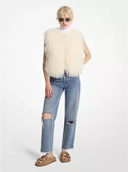 Укороченный жилет из овчины Michael Kors, белый