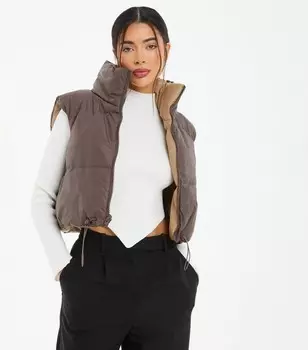 Укороченный жилет с подкладкой Quiz QUIZ, темно-коричневый