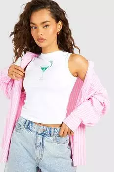 Укороченный жилет с принтом Martini Racer boohoo, белый