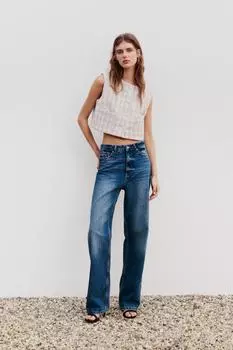Укороченный жилет с текстурированной отделкой ZARA, экрю/бежевый