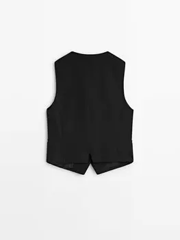 Укороченный жилет с золотыми пуговицами Massimo Dutti, черный