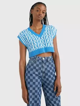 Укороченный жилет в плете Tommy Hilfiger, глубокое небо blu/multi