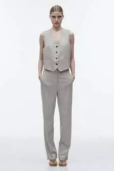 Укороченный жилет ZARA, серо-голубой