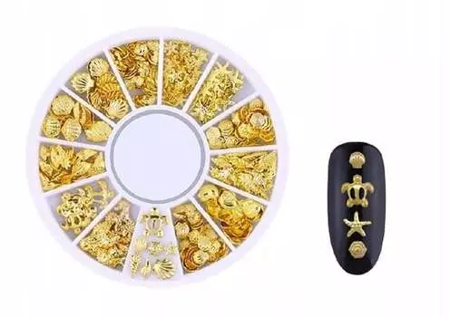 Украшения для ногтей Ракушки Ювелирная карусель Золото Deni Carte