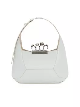 Украшенная драгоценностями кожаная сумка-бродяга Alexander McQueen, слоновая кость