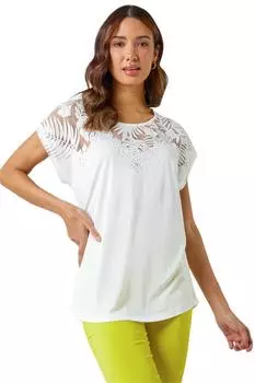 Украшенная футболка с вырезами и принтом ладони Roman, белый