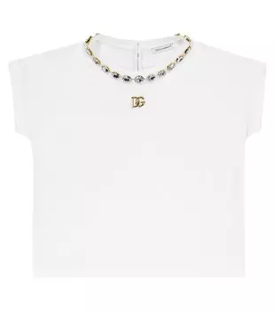 Украшенная хлопковая футболка Dolce&Gabbana, белый