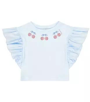 Украшенная хлопковая футболка Monnalisa, синий