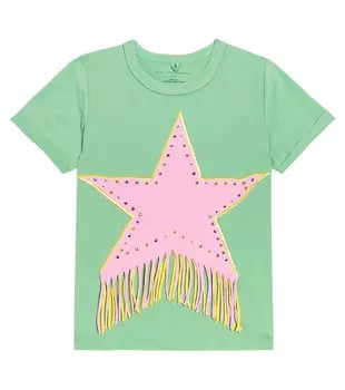 Украшенная хлопковая футболка Stella Mccartney Kids, мультиколор