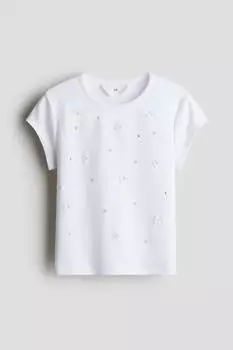 Украшенная хлопковая рубашка H&M, белый