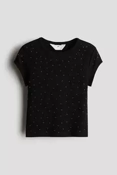 Украшенная хлопковая рубашка H&M, черный