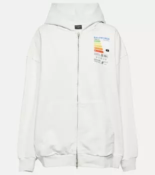 Украшенная худи из хлопкового флиса BALENCIAGA, белый