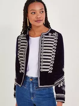 Украшенная куртка в стиле милитари Maya Monsoon, полночь