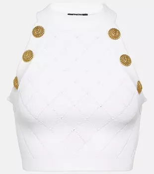 Украшенная майка Balmain, белый