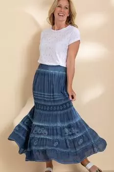 Украшенная потертая длинная юбка Anna Rose, синий