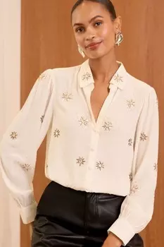 Украшенная рубашка Love & Roses, белый