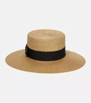 Украшенная соломенная шляпа из ламе Gucci, коричневый