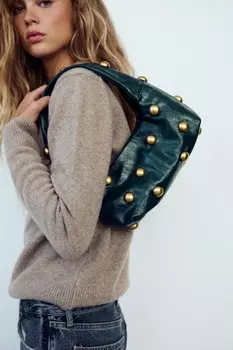 Украшенная сумка через плечо ZARA, синий