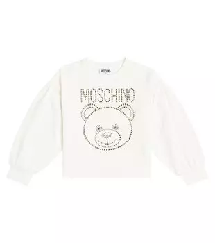 Украшенная толстовка из смесового хлопка Moschino, белый