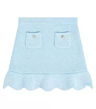 Украшенная трикотажная юбка Self-Portrait Kids, синий