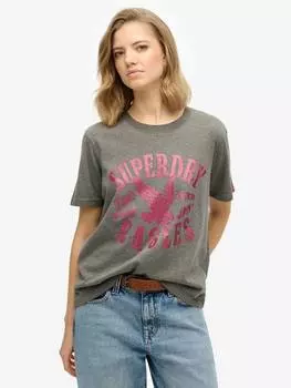 Украшенная университетская футболка из чистого органического хлопка Superdry, цвет Dark Grey Marl