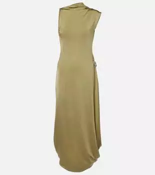 Украшенное атласное платье миди Victoria Beckham, Pistachio