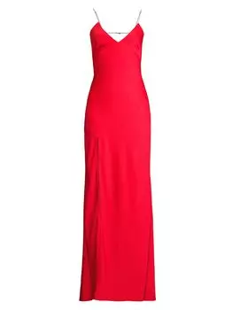 Украшенное атласное платье на креповой подкладке Liv Foster, красный